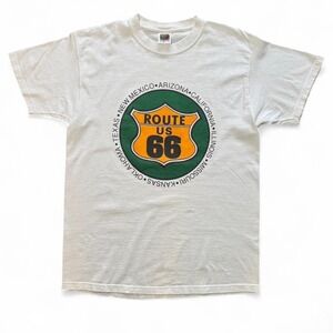 Vintage 90s Y2K Route 66 USA Biker Trucking Highway Road Trip Graphic T-shirt